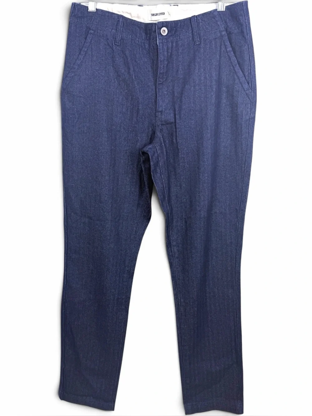Taylor Stitch Morse Pant Washed Indigo Stripe Organic Cotton Tailored 32x34